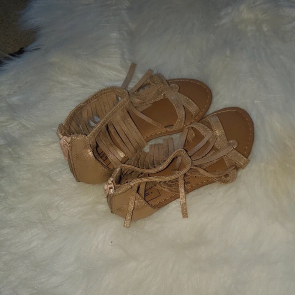 Girls rose gold fringe sandals size 11 NWOT
